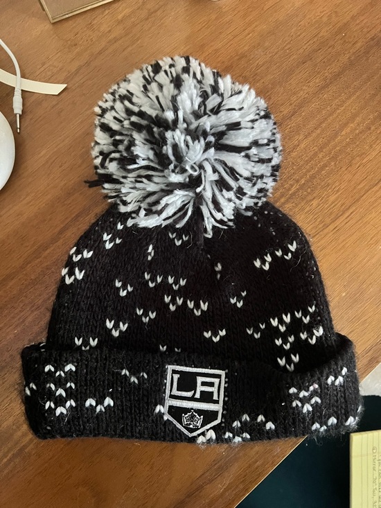 adidas Accessories - adidas Black & White Pom Pom Knit Beanie LA Kings